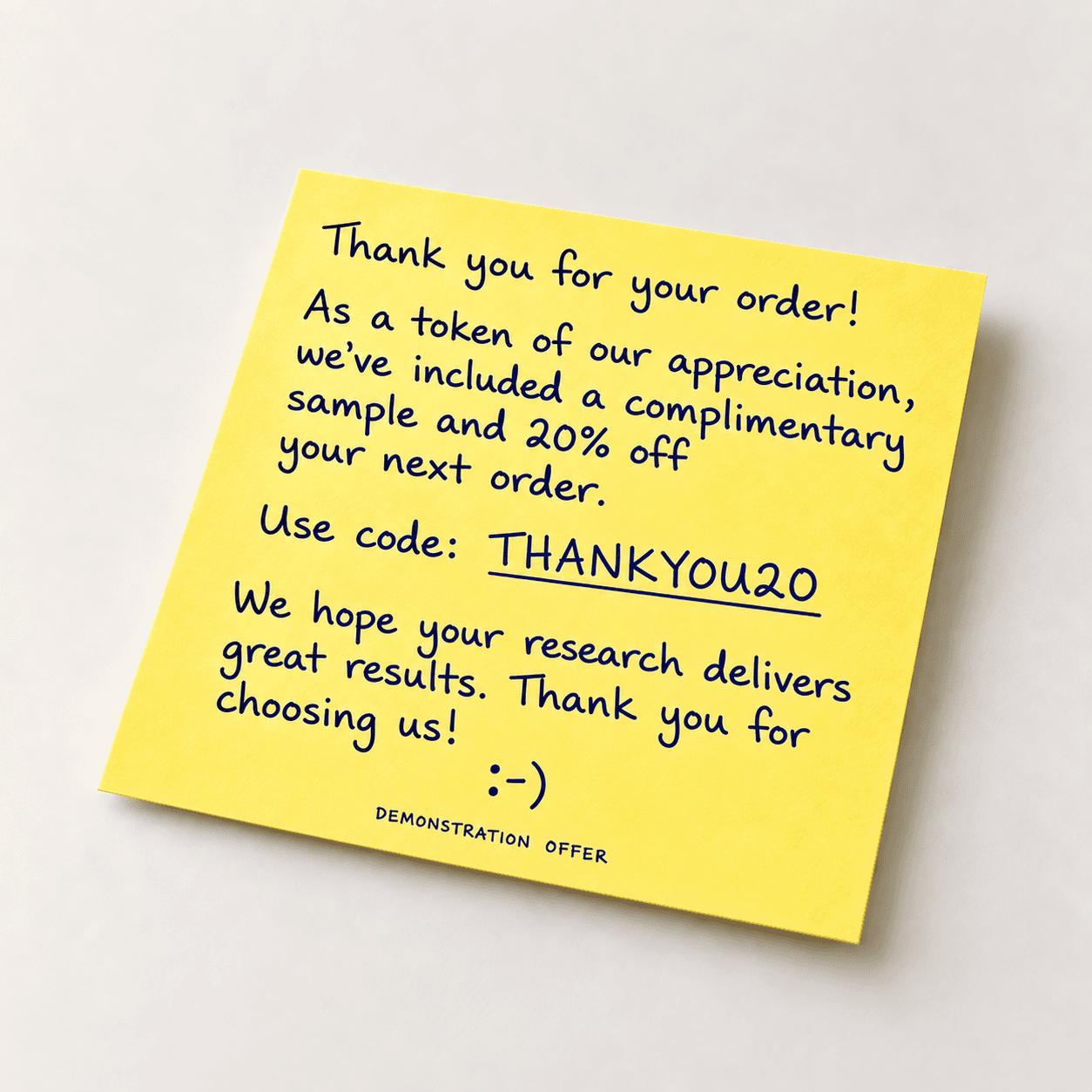 Individual yellow note card with sample artwork